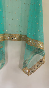 Blue heavy net dupatta