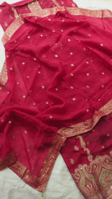 Red Russian silk Partywear dress material