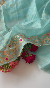Blue Kotta with gotta embroidered kurta dupatta set Unstitched