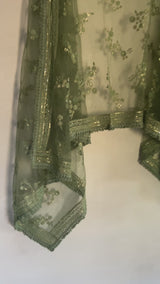 Lucknowi Embroidered dupatta. Dyeable.