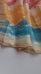 Parrot print linen handwork suit material