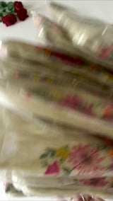Ivory gold Sunflower Embroidery Crush Organza tissue Dress material
