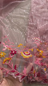 Net embroidered fabric for lehengas, kurtas.