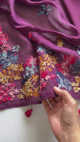 Knot embroidery Masleen Silk Designer Unstitched suit