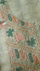 Hand Embroidery Semi linen Salwar suit material