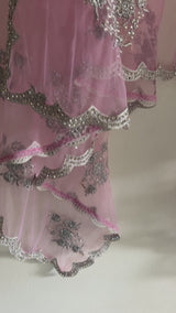 Pink silver Indian Dupatta party wear