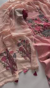 Knot embroidery Masleen Silk Designer Unstitched suit