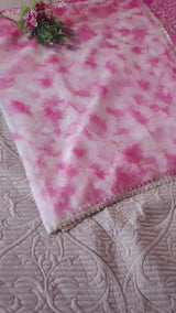 Partywear Pink Saree with Silver embroidery on Organza tissue fabric