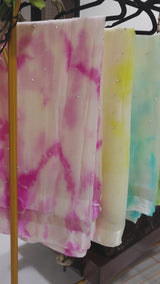 Green Chiffon saree with silver Zari border.