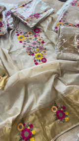 Sunflower Embroidery tissue Jamdani Dress material
