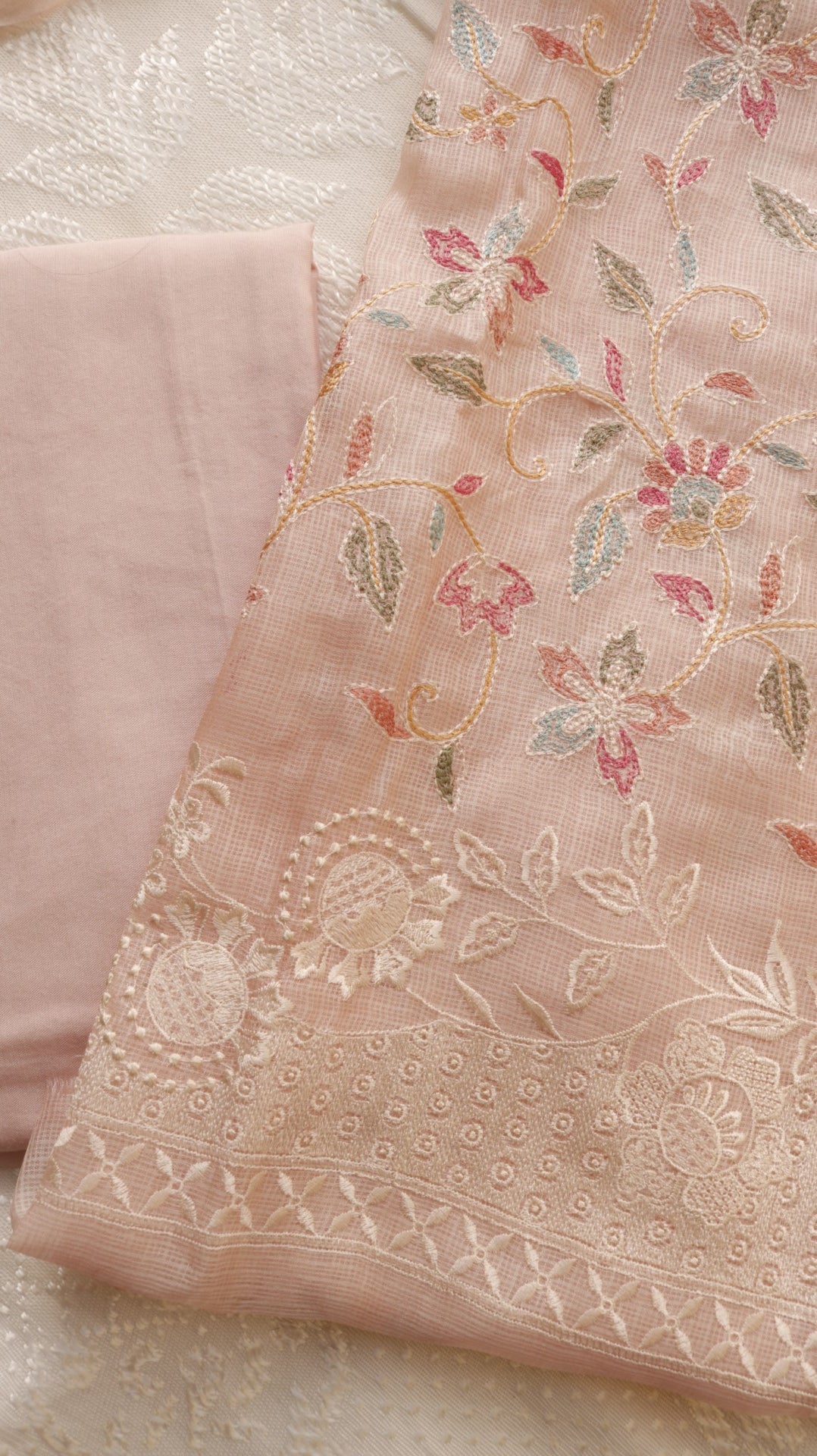 Pure Kotta with floral embroidery Dress material - Neel Creations By Saanvi