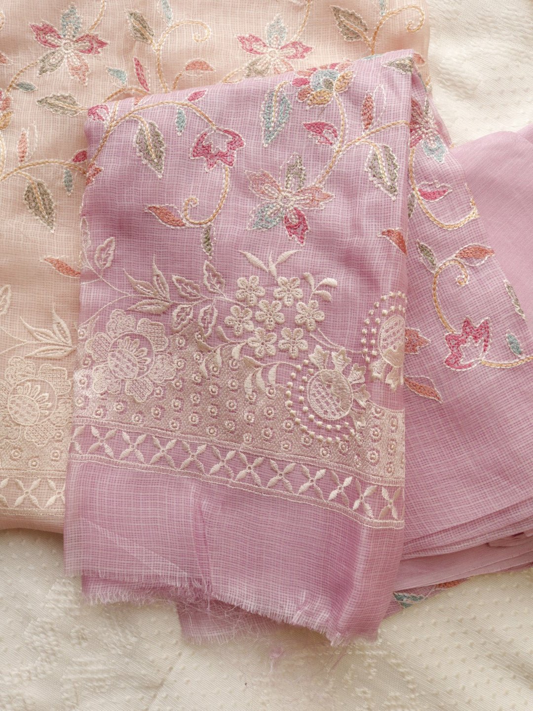 Pure Kotta with floral embroidery Dress material - Neel Creations By Saanvi