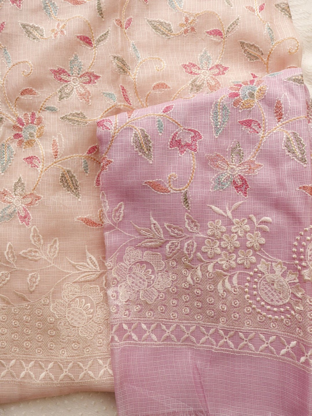 Pure Kotta with floral embroidery Dress material - Neel Creations By Saanvi