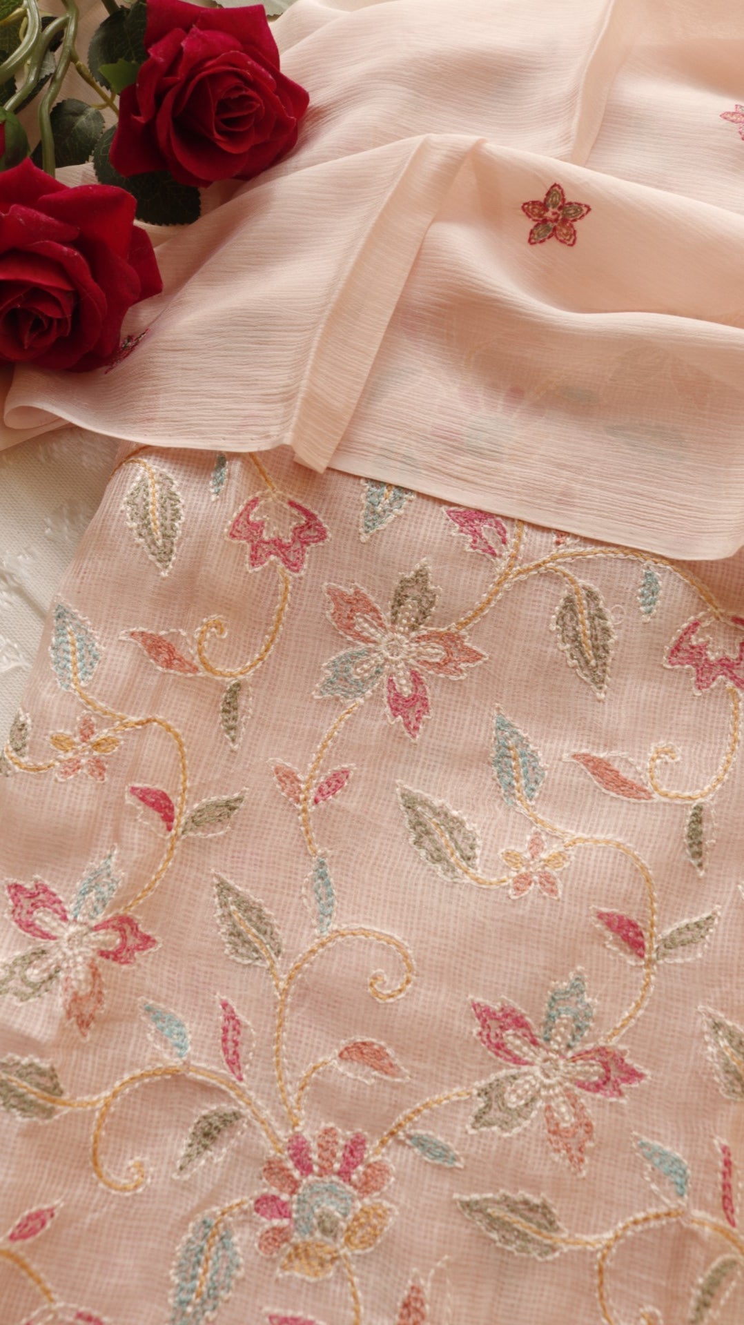 Pure Kotta with floral embroidery Dress material - Neel Creations By Saanvi