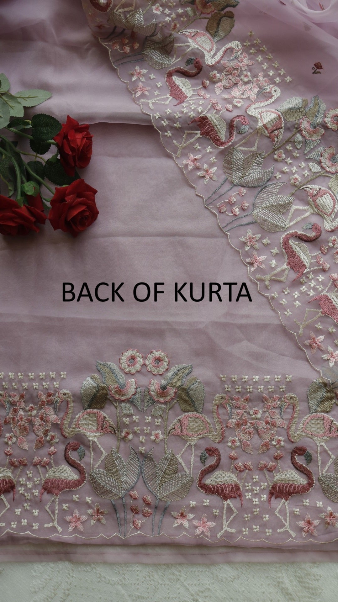 Pure Organza colorful Flamingo embroidery Dress material - Neel Creations By Saanvi