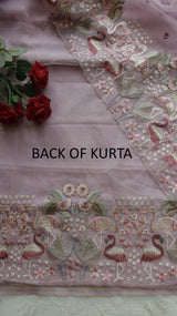 Pure Organza colorful Flamingo embroidery Dress material - Neel Creations By Saanvi