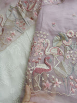 Pure Organza colorful Flamingo embroidery Dress material - Neel Creations By Saanvi