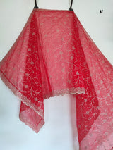 Red dupatta all over embroidery. - Neel Creations By Saanvi