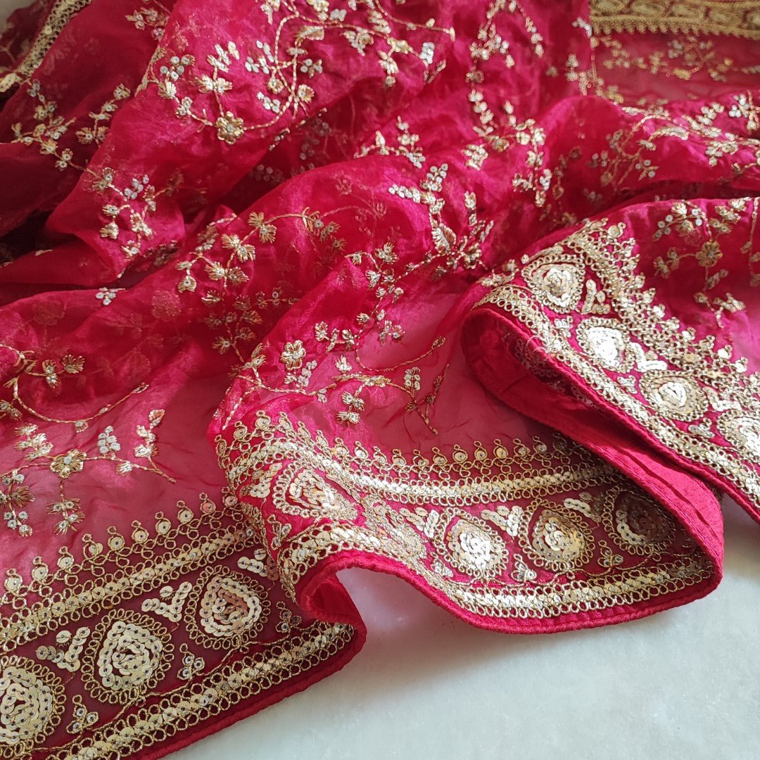 Red Heavy border dupatta. Sabyasachi inspired Dupatta. - Neel Creations By Saanvi