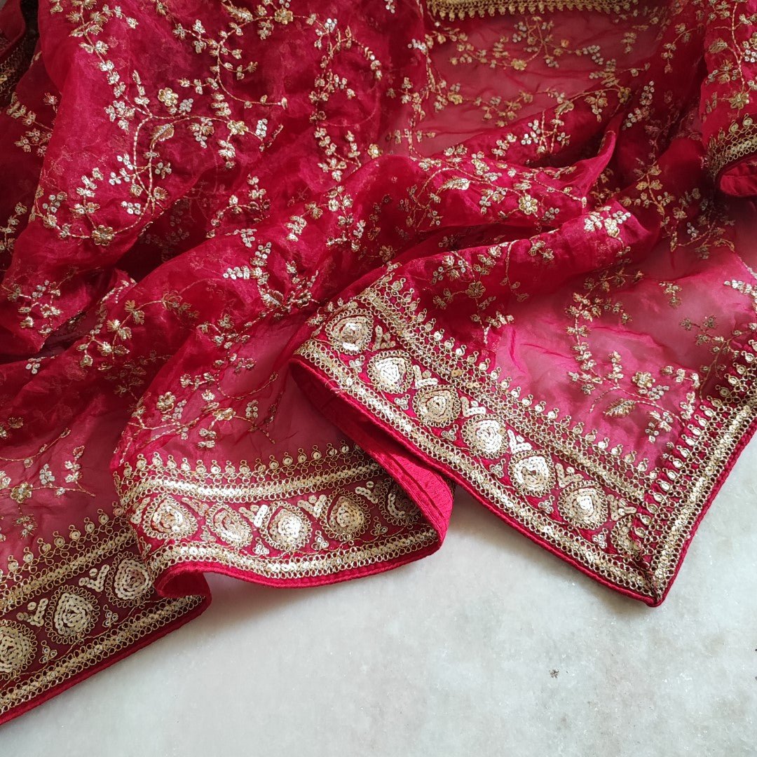 Red Heavy border dupatta. Sabyasachi inspired Dupatta. - Neel Creations By Saanvi