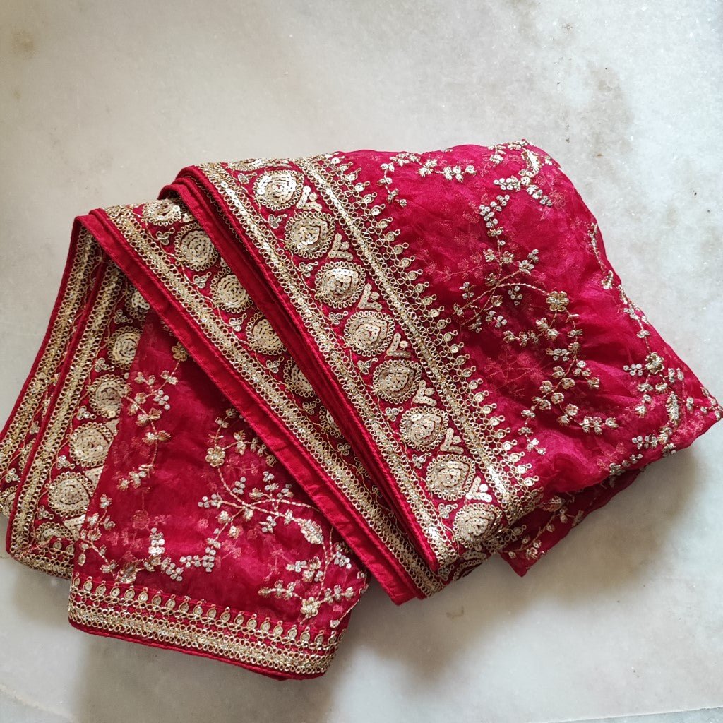 Red Heavy border dupatta. Sabyasachi inspired Dupatta. - Neel Creations By Saanvi