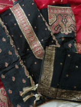 Red Russian silk Partywear dress material - Neel Creations By Saanvi