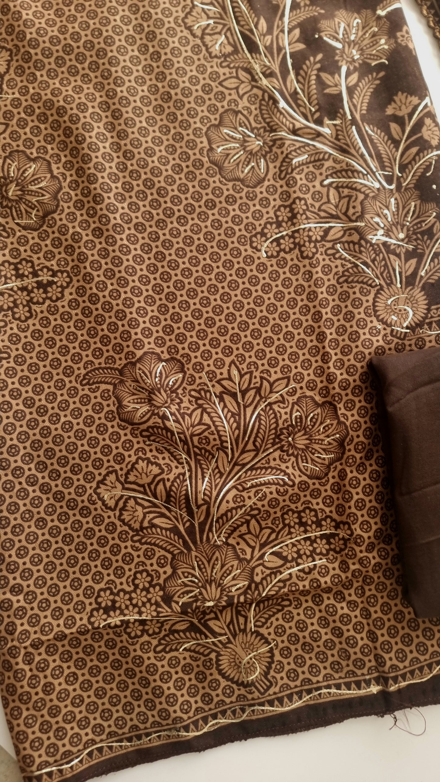 Brown Pashmina Unstitched suit set