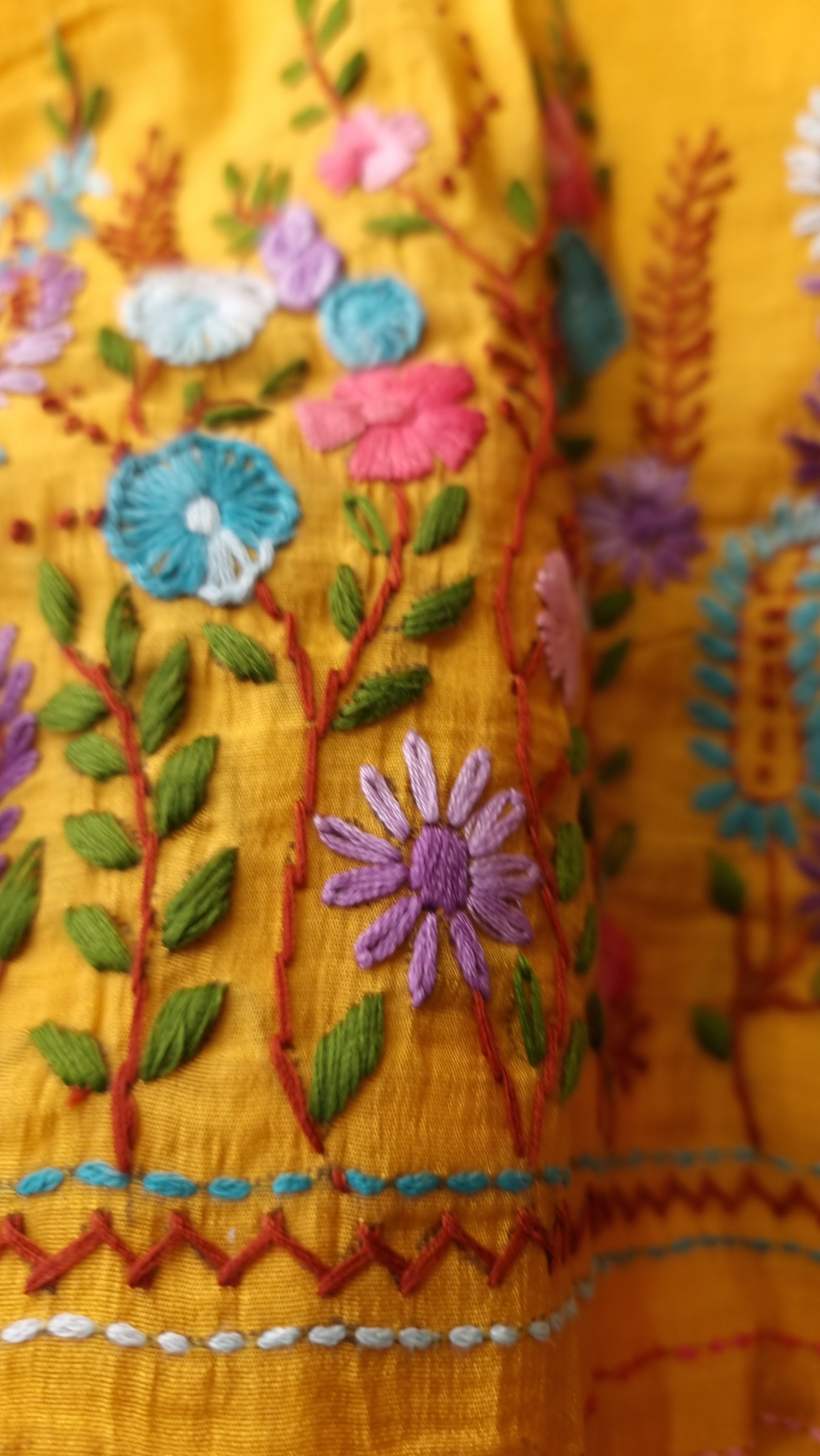 Chanderi knot embroidery Unstitched suit material