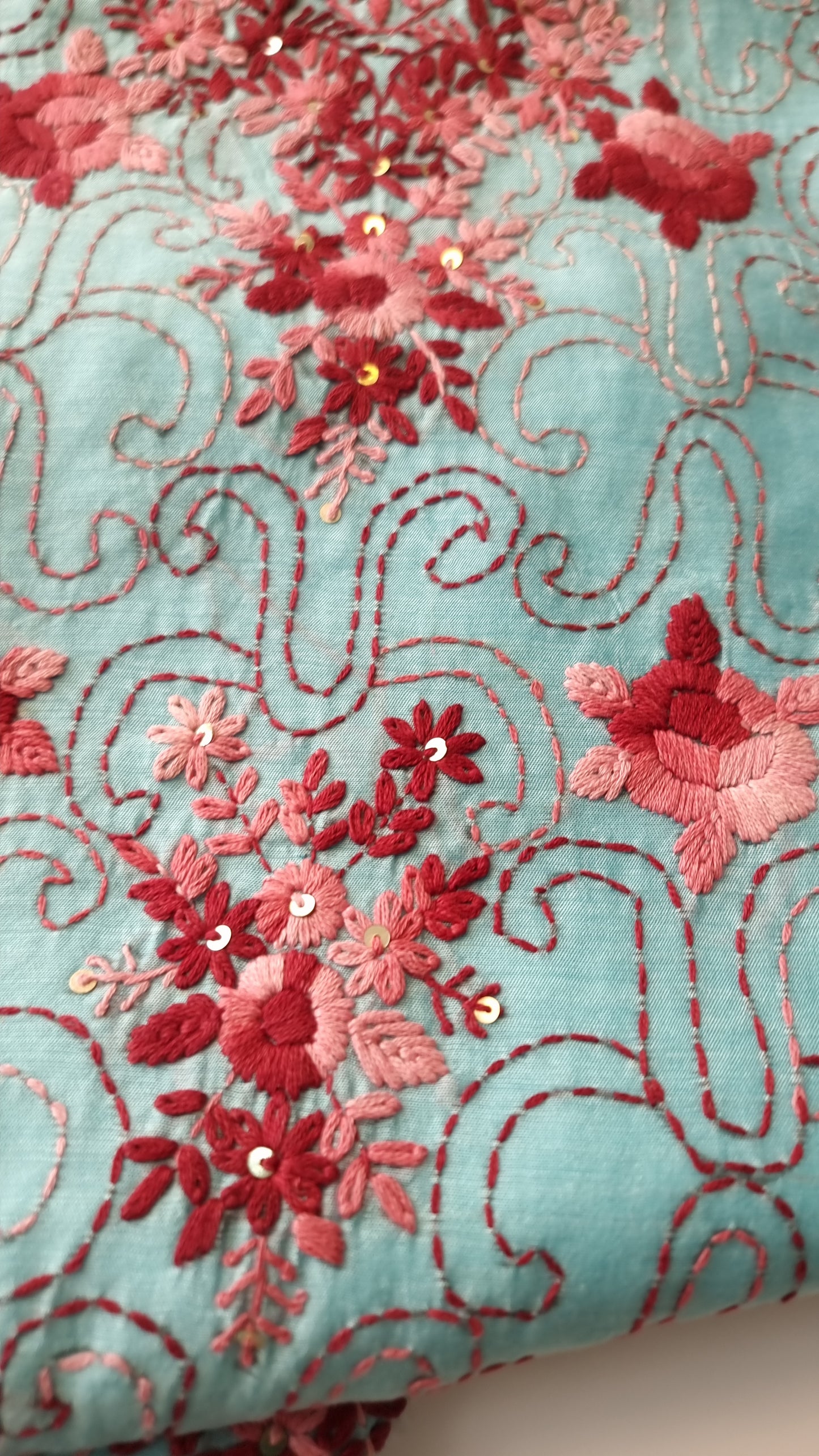 Chanderi knot embroidery Unstitched suit material