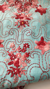 Chanderi knot embroidery Unstitched suit material