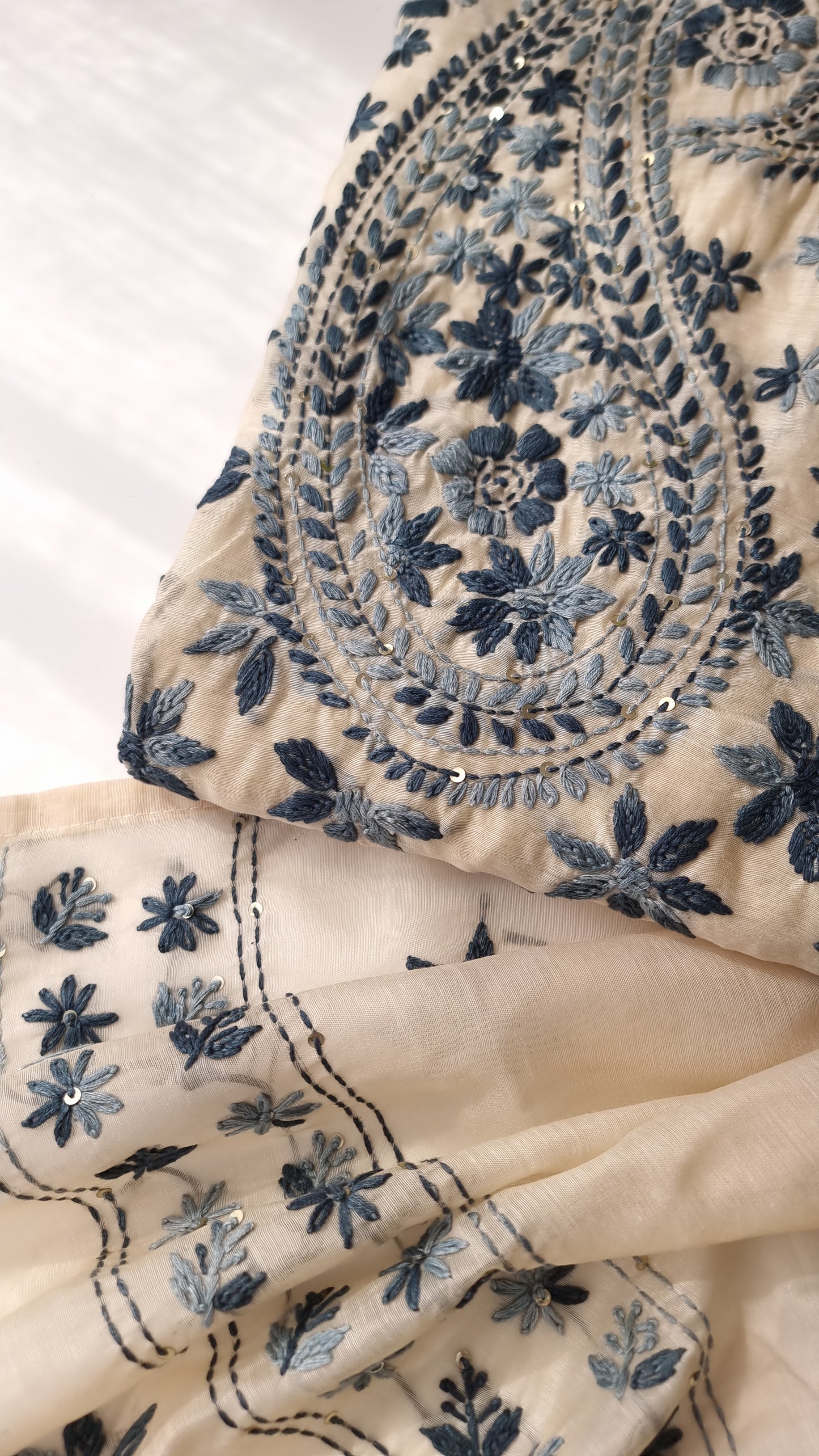 Chanderi knot embroidery Unstitched suit material