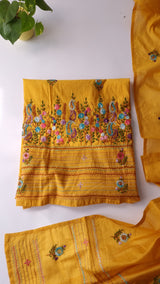 Chanderi knot embroidery Unstitched suit material