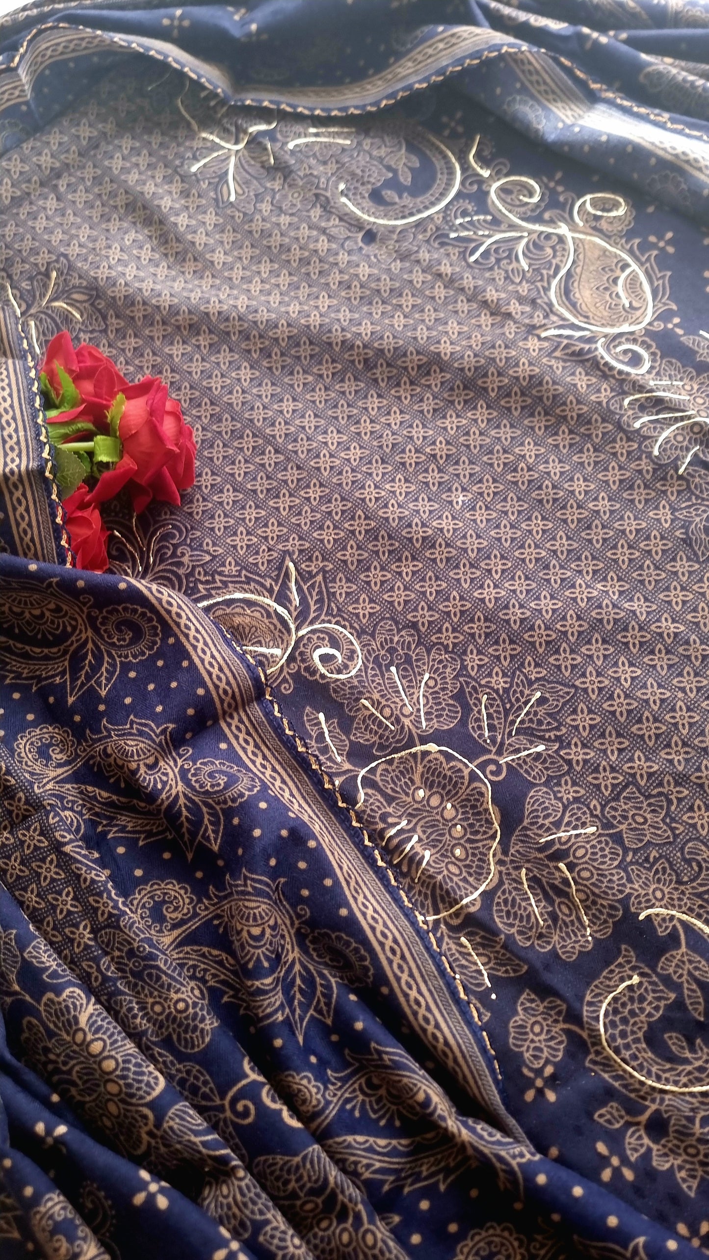 Blue Pashmina Unstitched suit set