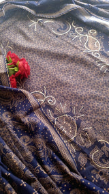 Blue Pashmina Unstitched suit set