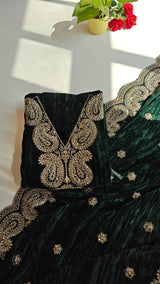 Crush Velvet mirror work party wear unstitched suit set