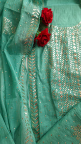 Mul Chanderi dress material with  Pasted mukaish work