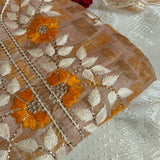Dress material with neck embroidery