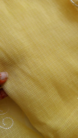 Yellow Kotta embroidered kurta dupatta set Unstitched