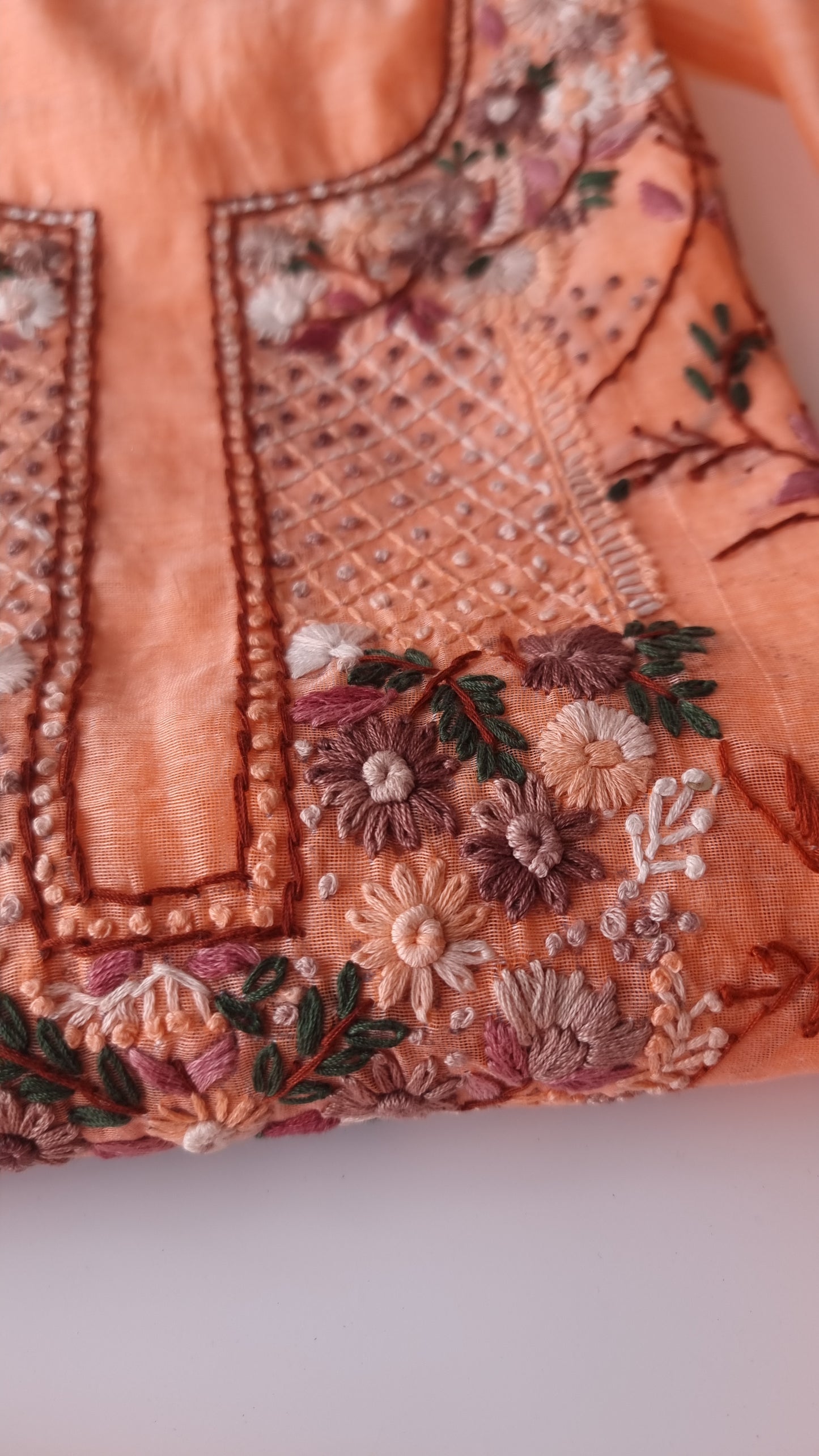 Chanderi knot embroidery Unstitched suit material