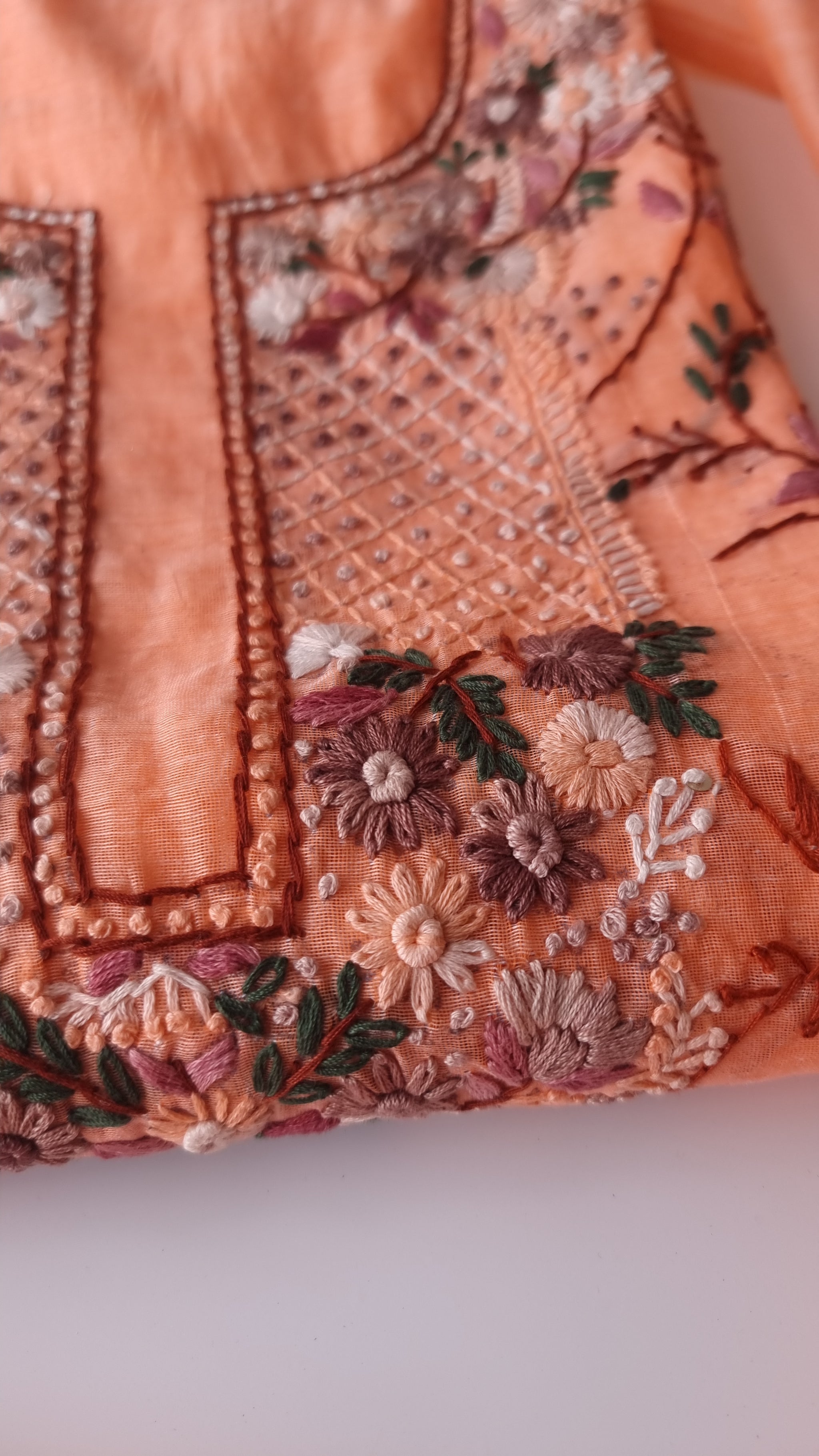 Chanderi knot embroidery Unstitched suit material