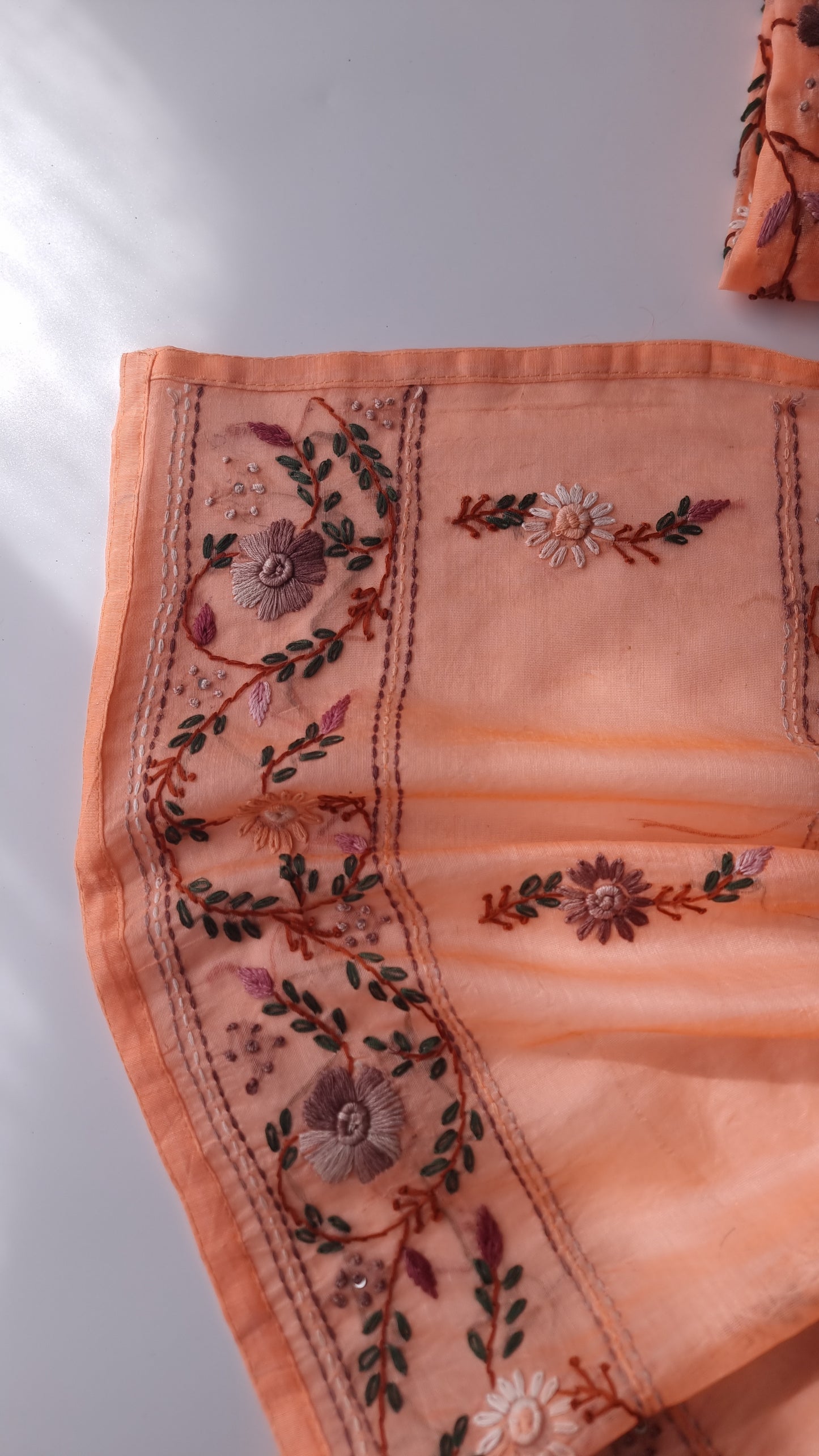 Chanderi knot embroidery Unstitched suit material