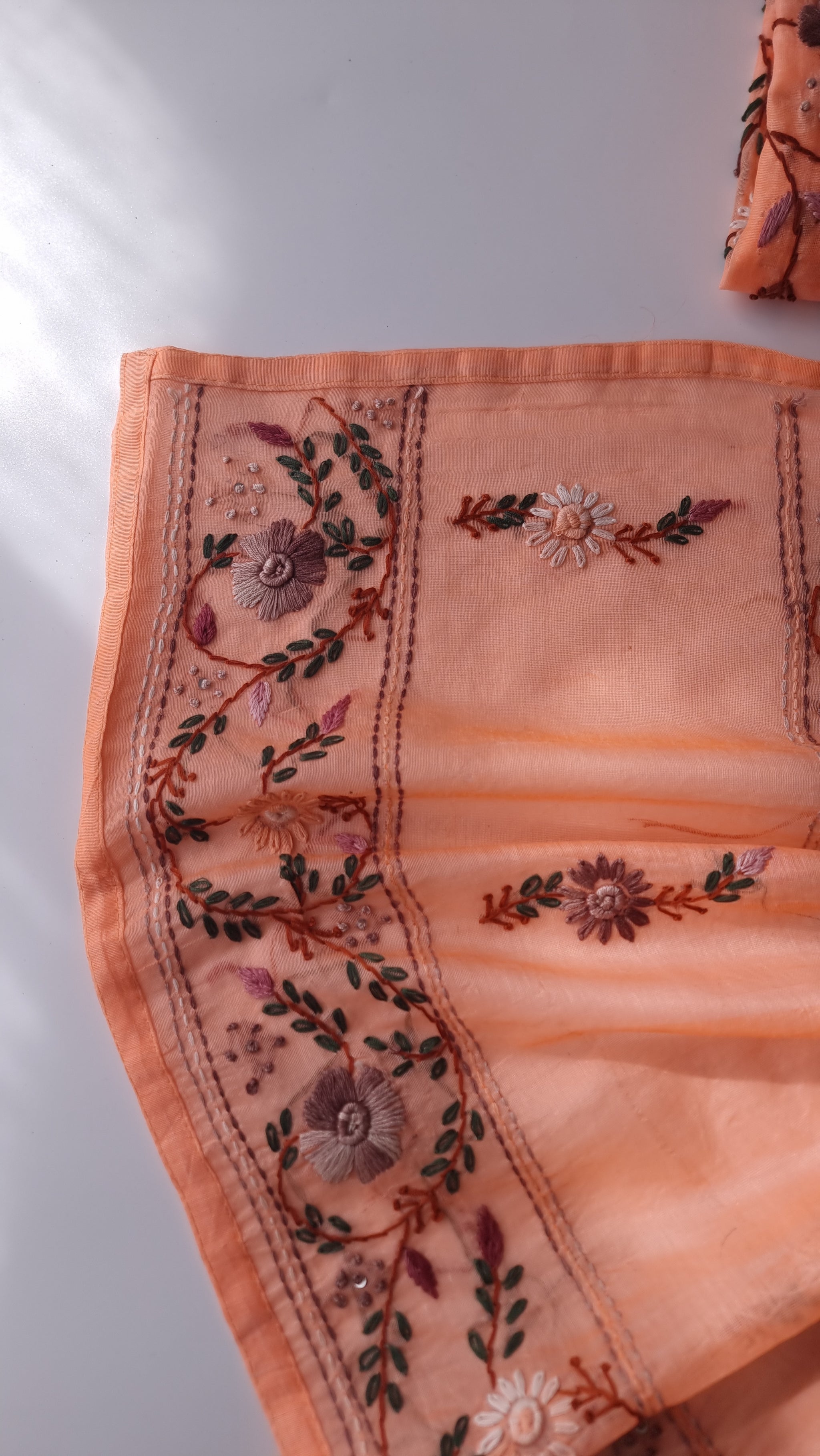 Chanderi knot embroidery Unstitched suit material