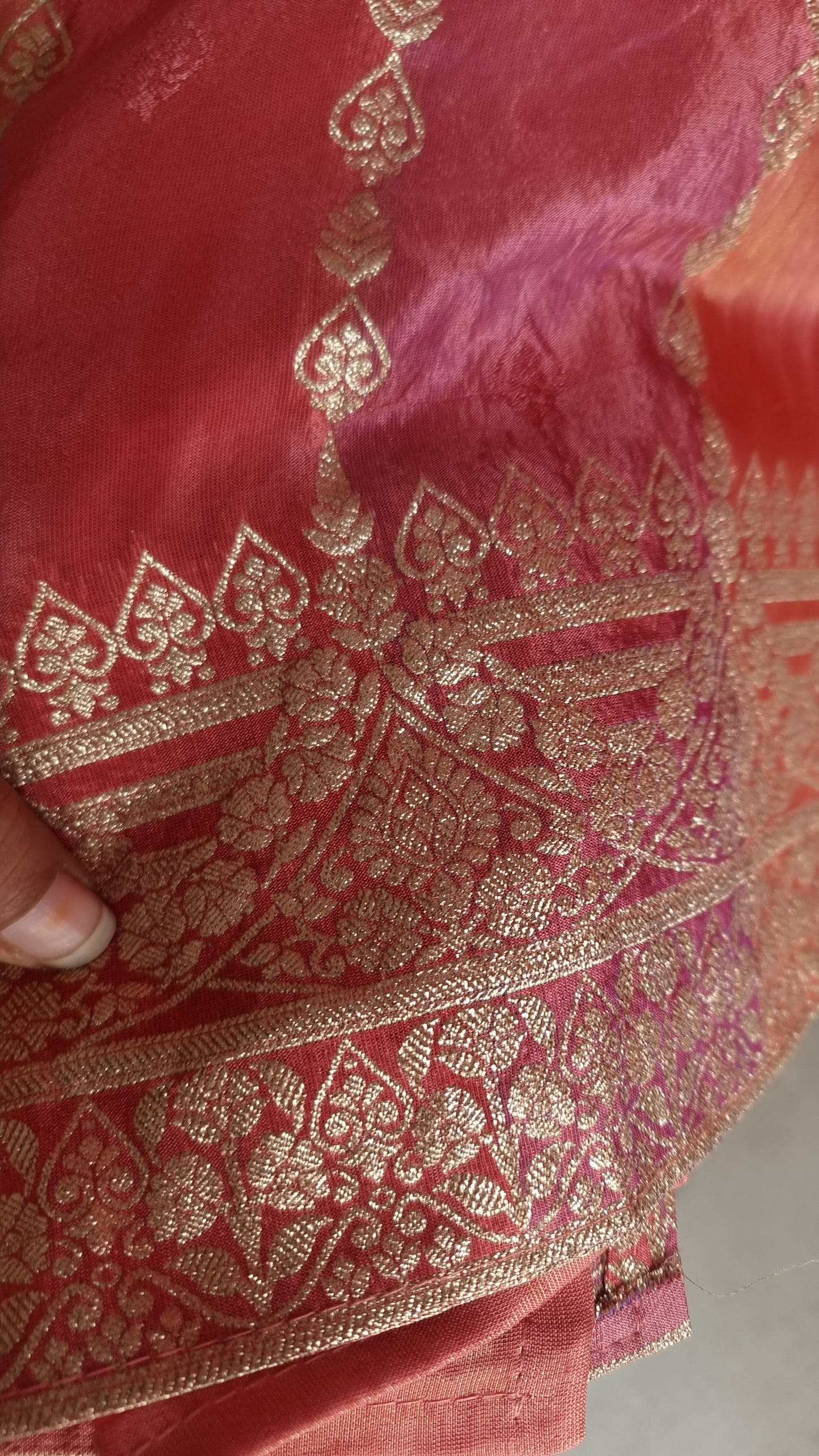 Kanjivaram Silk with dabka embroidery Unstitched suit.