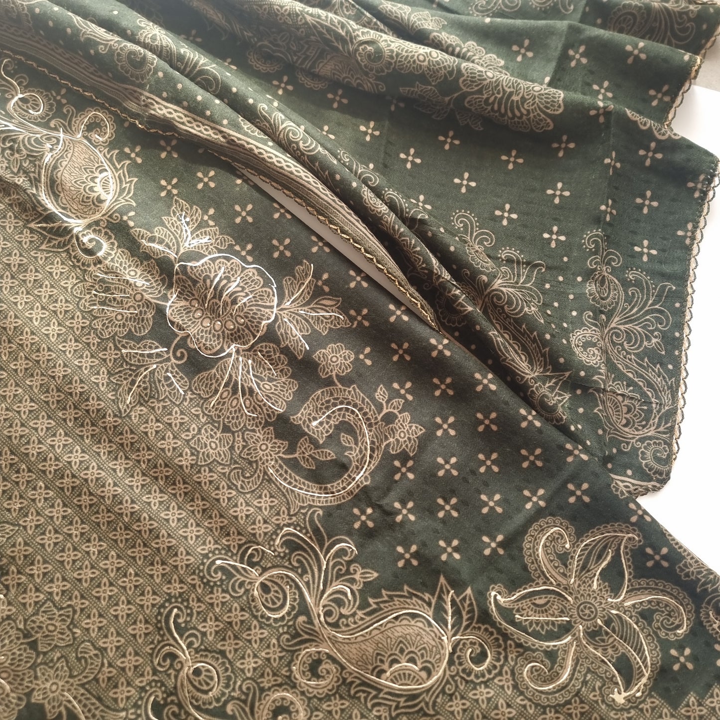 Green Pashmina Unstitched suit set