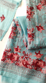 Chanderi knot embroidery Unstitched suit material