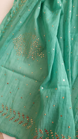 Mul Chanderi dress material with  Pasted mukaish work