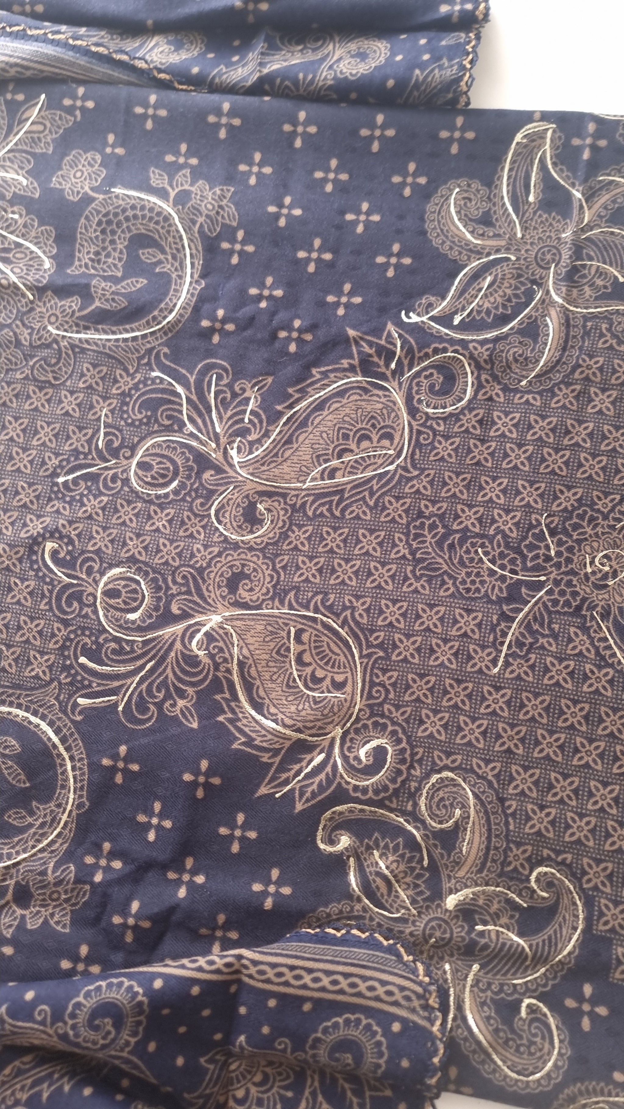 Blue Pashmina Unstitched suit set