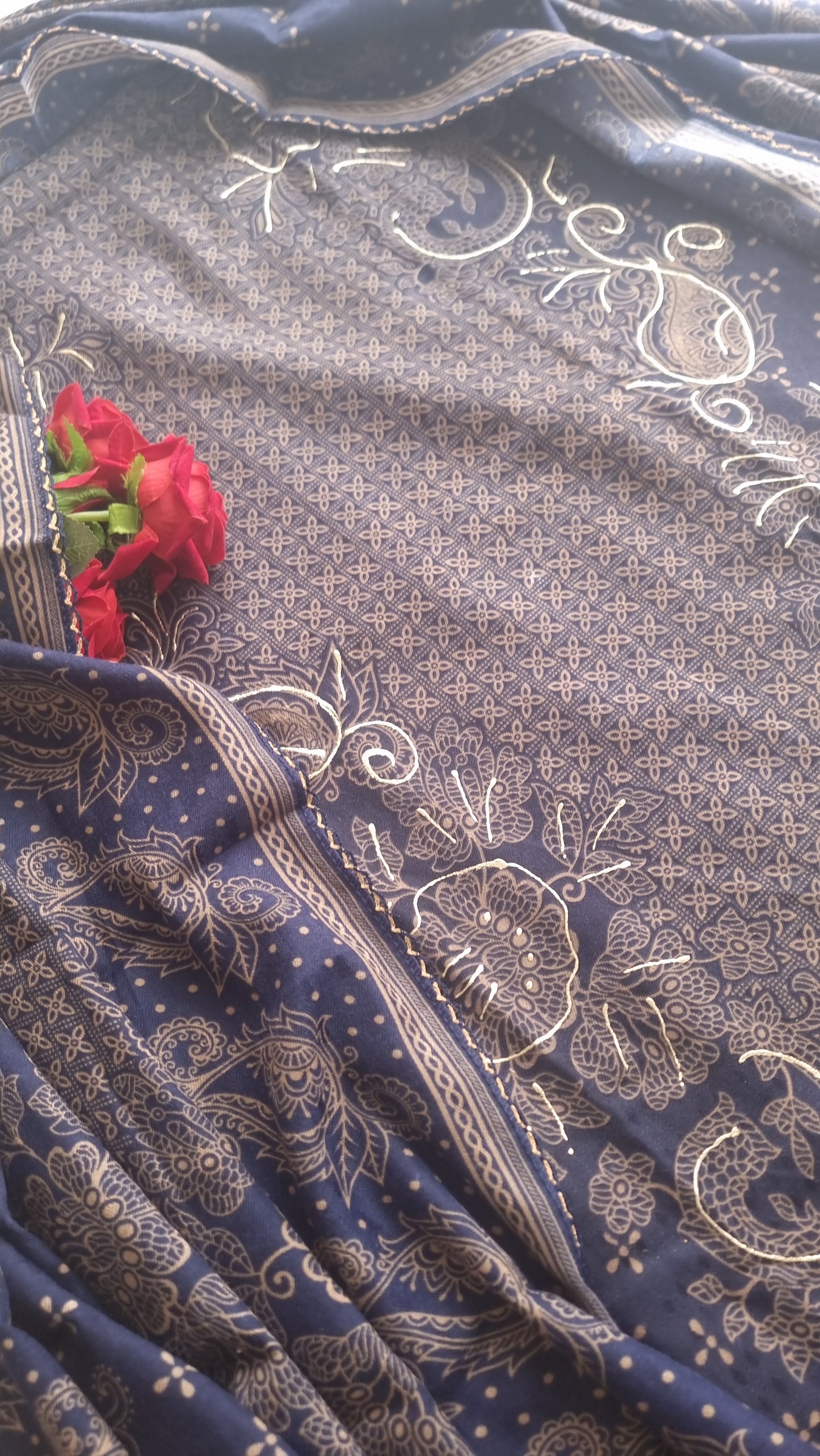 Blue Pashmina Unstitched suit set