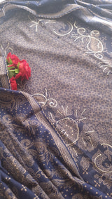 Blue Pashmina Unstitched suit set