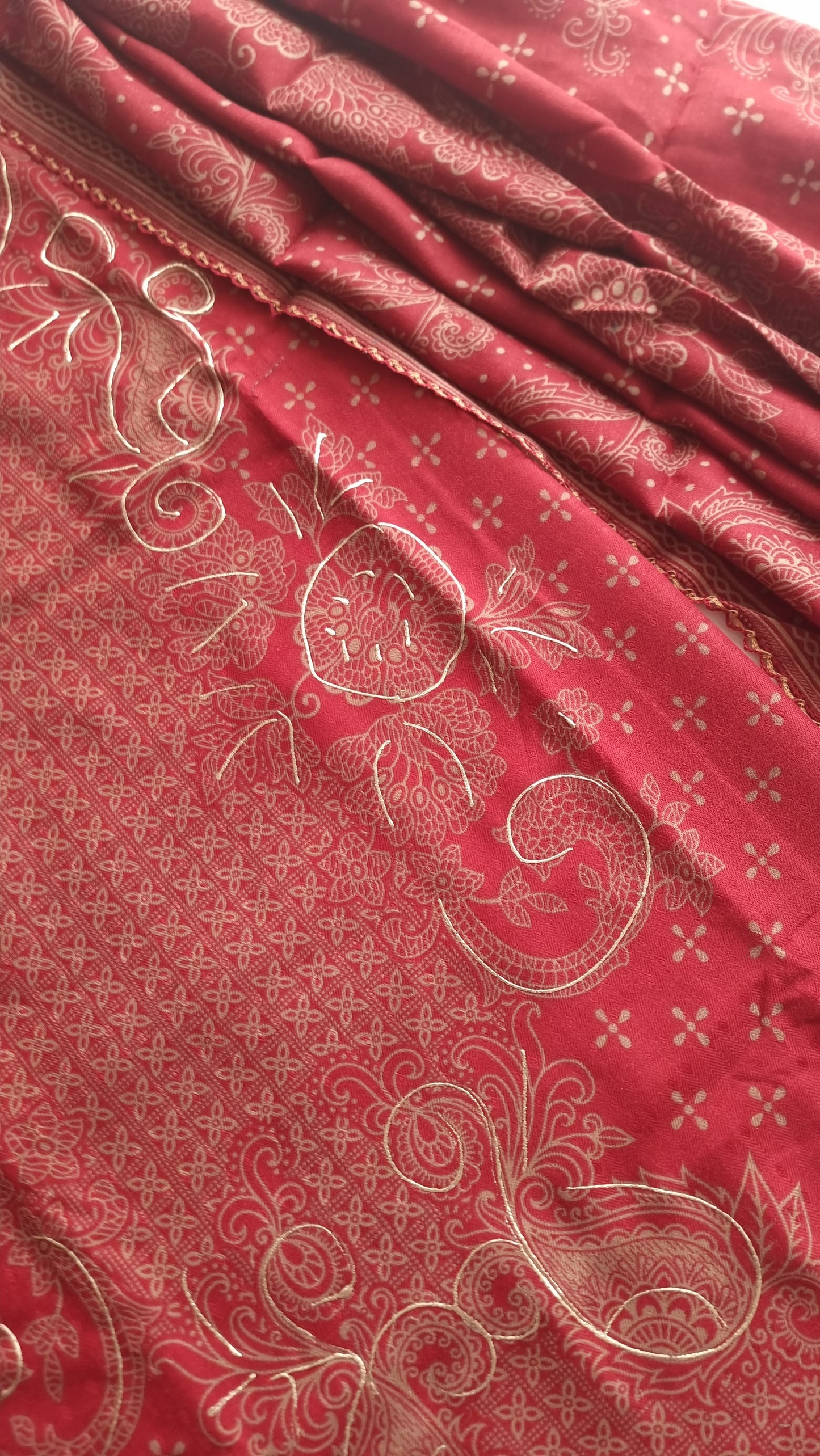 Red Pashmina Unstitched suit set